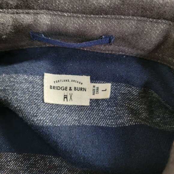 Bridge & Burn Mens Wool Blend Gray Long Sleeve Button-Up Shirt Large Casual - Picture 3 of 10